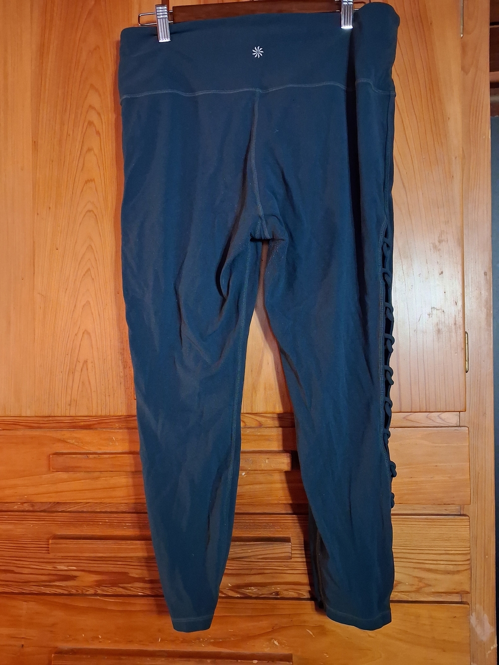 Athleta Dark Teal Athletic Leggings with Side Lace Detail - Picture 2 of 5